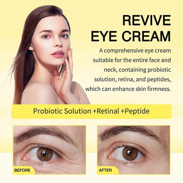 Revive Eye Cream for Face and Neck | Probiotic Solution, Retinal, Peptide | Wrinkles