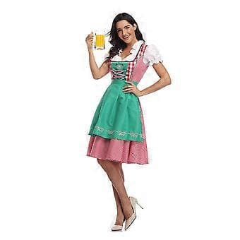 Oktoberfest Ølservitrice Kostume Dame Bayersk Traditionel Dirndl Kjole Karneval (S Grøn)