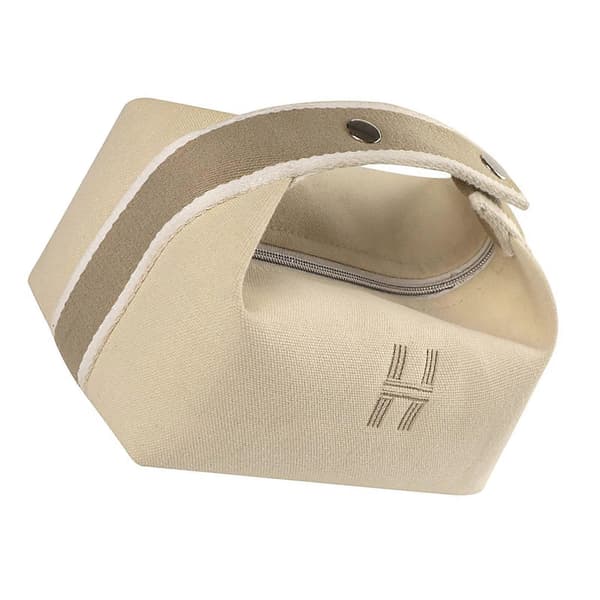 Portable Makeup Waterproof Soft Canvas Large Capacity Cosmetic Bag with Handle for White