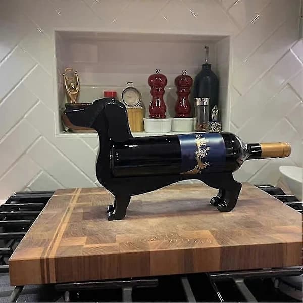 Dachshund Shaped Wine Rack, Fun and Personalized Decorative Wine Rack, Home Decor Accessory, Black.