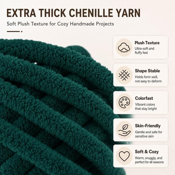 Chunky garn för handstickning, 2 stycken 500 g chunky garn, blåbär Mörkgrön 2 stycken