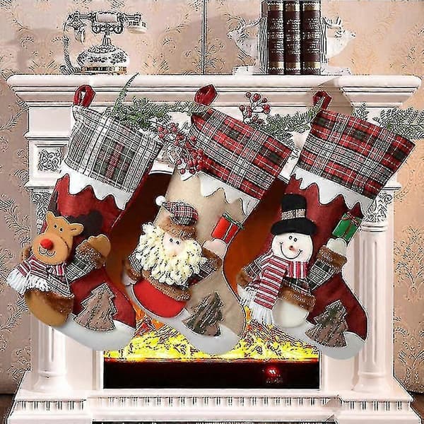 Julstrumpa Klassiska Stora Strumpor Tomte Snögubbe Ren Julkaraktär