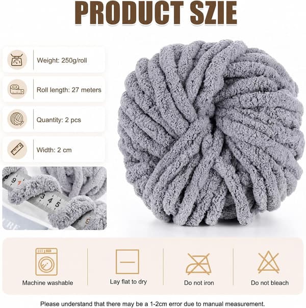 Chunky garn för handstickning, 2 stycken 500 g chunky garn, blåbär GRÅ 2 stycken