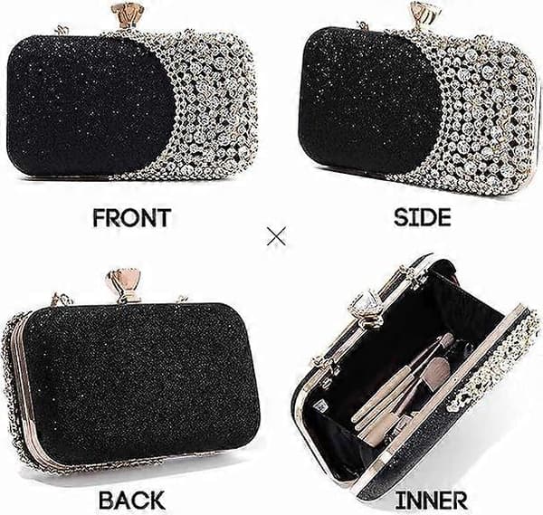 Dam Rhinestone Aftonväskor Glittrande Kristallväska Clutch Brud Bröllopsfest Bal Handväska