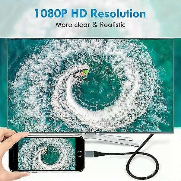 Lightning til HDMI-kabeladapter, iPhone til TV HDMI-omformer, 1080P HD-skjerm for iPhone 14 13 12 11