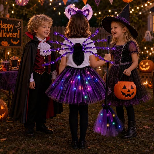 Edderkoppedragt til børn, halloweenkostume til piger, edderkoppeudklædning til børn