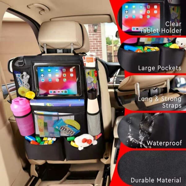 Backrest Storage - Car Backrest Pocket for Kids Organizer Black
