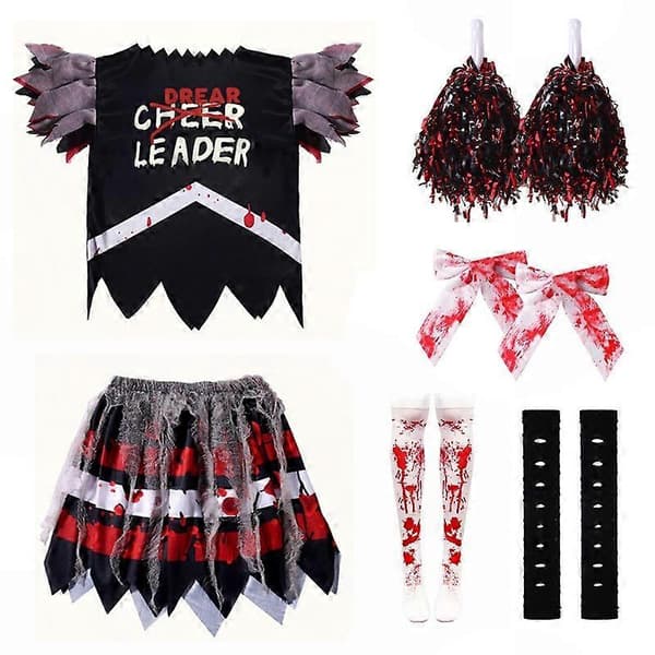 Sort blodplettet kostume til Halloween-gys og maskeradefester Black Accessory Set 130