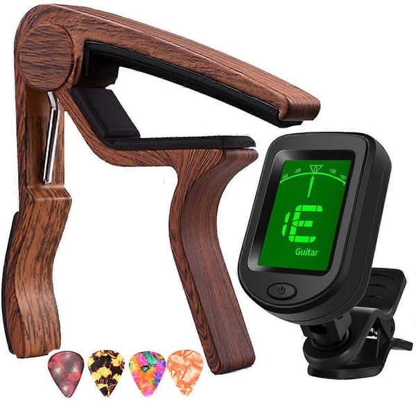 Capo Gitarr Capo Rosewood Capo med Gitarrstämmare Clip-On Stämmare för akustisk gitarr_Överraskningsgåva
