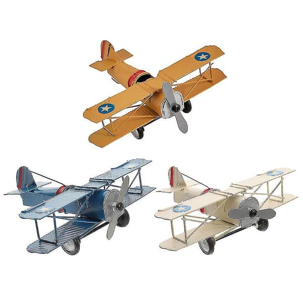3 st Retro Flygplansprydnader Järnflygplan Vintage Flygplansmodell Järnflygplan