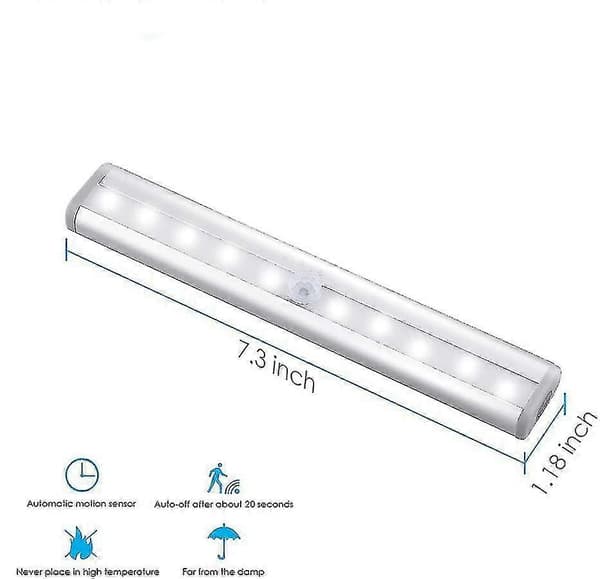 3-pack uppgraderad USB-uppladdningsbar 10 LED magnetisk rörelsesensorlampa