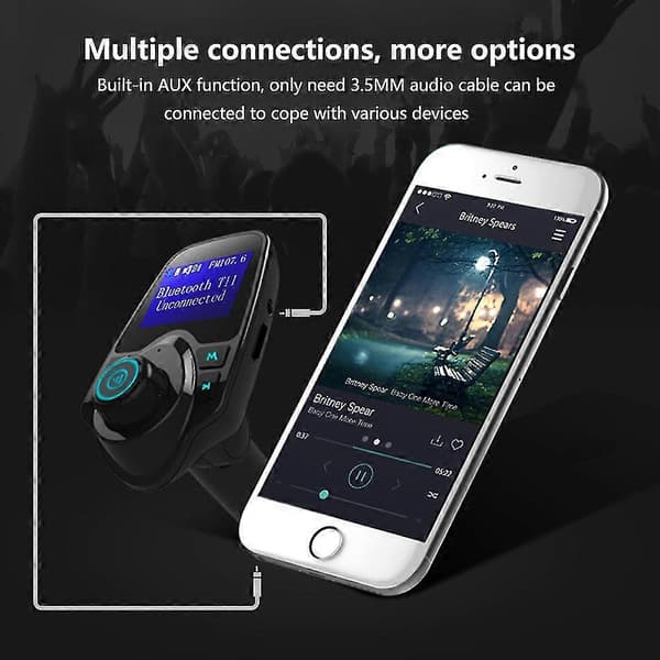 Bluetooth FM-sändare för bil, trådlös Bluetooth biladapter