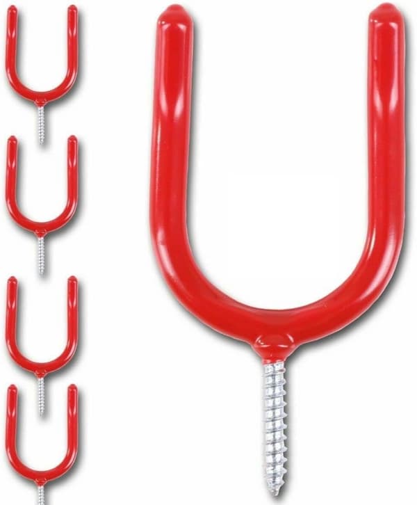 Heavy Duty Garage Storage Hooks for Tools, Suitable for Workshop/Garden/Shed/Garage, Red (5-Pack)