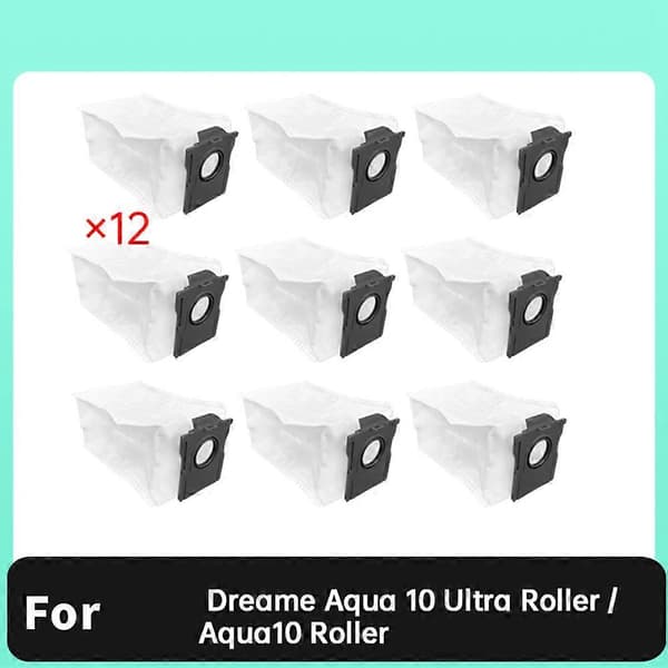 12 stk. støvsugerposer til Dreame Aqua 10 Ultra Roller / Aqua10 Roller fejemaskine tilbehør