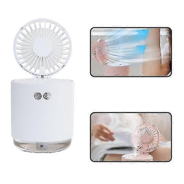 Bærbar sammenfoldelig teleskopisk USB genopladelig bordventilatorlampe befugtende hydrerende vandsprayventilator luftfugter