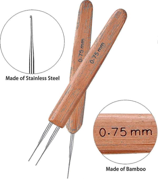 3-pakning bambus dreadlock-kroker 0,75 mm dreadlocks-kroker