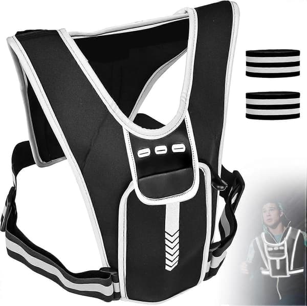 Reflective Night Backpack With Phone Holder Multi-pocket Adjustable Sbr Vest, 100% New