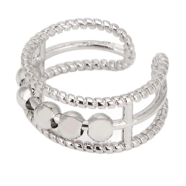 Fidget Ring Justerbar Åben Perle Sølv Letvægts Smykke til Stress- og Angstlindring