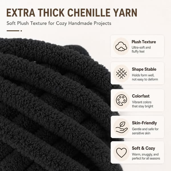 Chunky garn för handstickning, 2 stycken 500 g chunky garn, blåbär svart 2 stycken