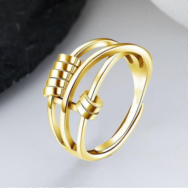 Creative Open Ring with Rotatable Beads Adjustable Stress Relief for Women Girls