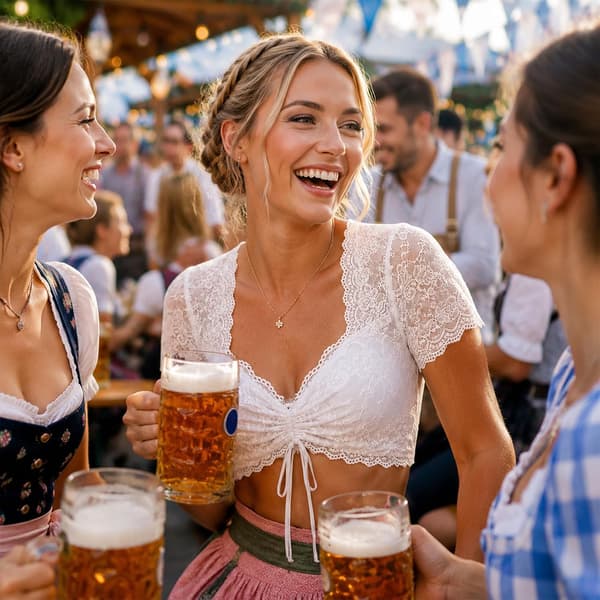 Dirndlblus dam Dirndlblus kortärmad traditionell blus Vit M Kort