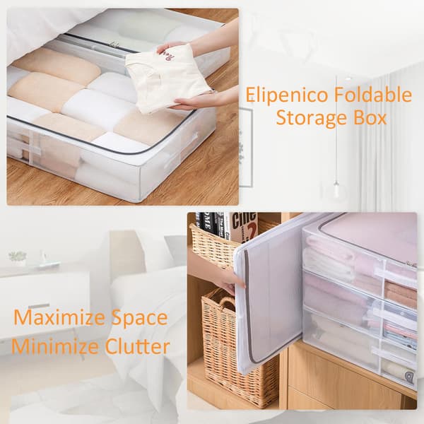 30L Clothes Storage Bags, Foldable & Stackable Under Bed Storage Bins, Wardrobe Organizer for Quilts, Blankets, Bedding, Shirts (2-Pack)