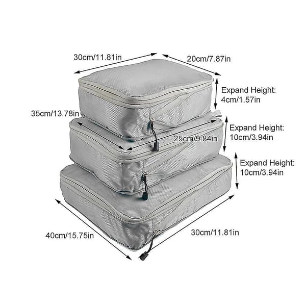 3 pcs/set of Compression Wear-Resistant Nylon for Suitcase Packing Cube Holiday