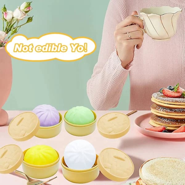 4 stk Mini Dumpling Squishy, Dumpling Stressbold Fidget Legetøj Dampet Fyldt Bolle Klemme Stressaflastningslegetøj, Dejbolde Squishy Dumpling