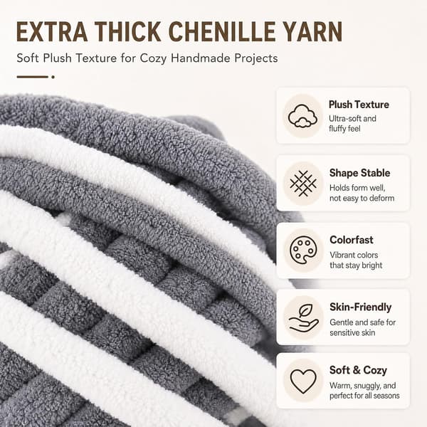 Chunky garn för handstickning, 2 stycken 500 g chunky garn, blåbär Gråvit 2 stycken