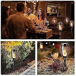 Solar Lights with Flame Effect - 6-pack Waterproof Solar Lights, Flickering Flame Effect for Decoration, Garden, Patio, Path, Lawn