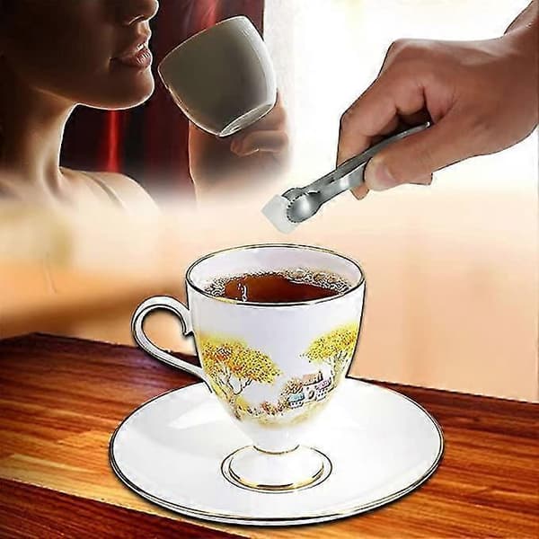 Sukkerklype, Mini serveringsklype i rustfritt stål, isbiter, sølv, perfekt for teselskap, kaffebar, 2 stk, sølv