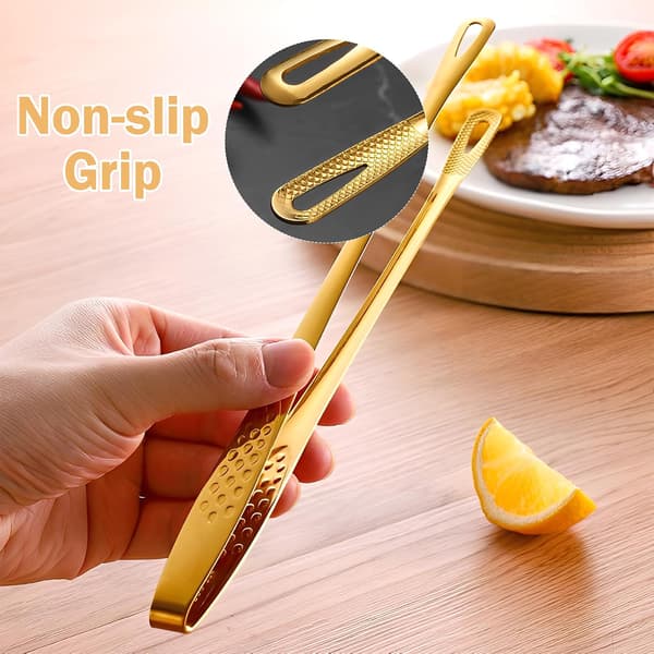 Gullbelagt tang i rustfritt stål, multifunksjonell kjøkkentang, egnet for grilling,...
