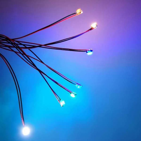 40 stk. LED-lamper til modeljernbane, fortinnede, mikro-litztråd