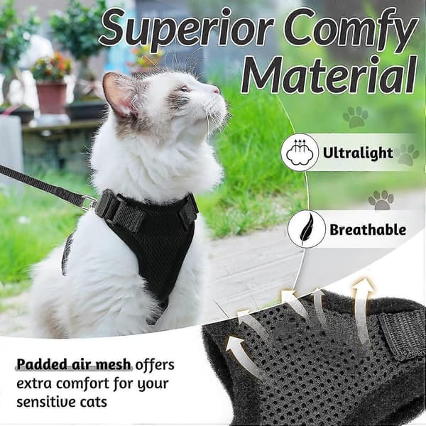 Cat Harness and Leash for Walking, Escape Proof Soft Adjustable Vest Harnesses for Cats