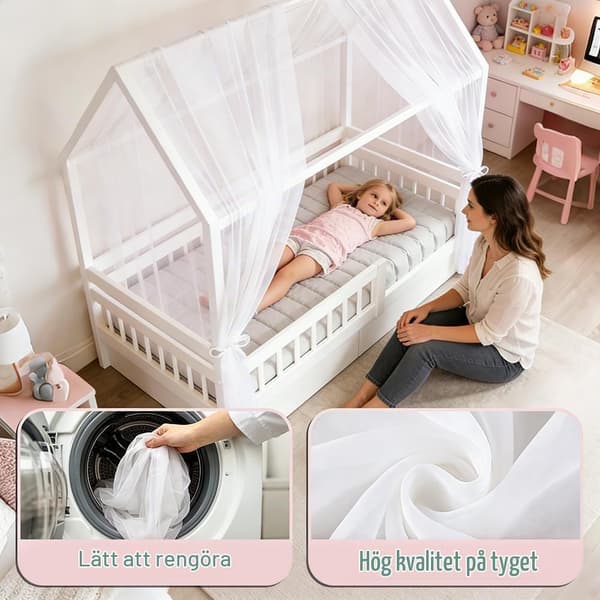 Husseng himmel 2 deler 350 x 150 cm hvit Vit