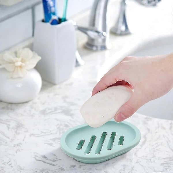 2-pack Soap Dish with Drain, (Green) 13*9.5*2.7 Cm