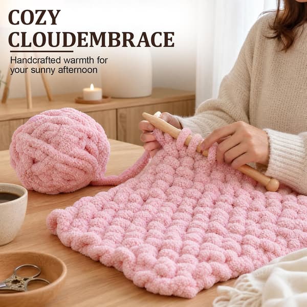 Chunky garn för handstickning, 2 stycken 500 g chunky garn, blåbär sockervadd 2 stycken