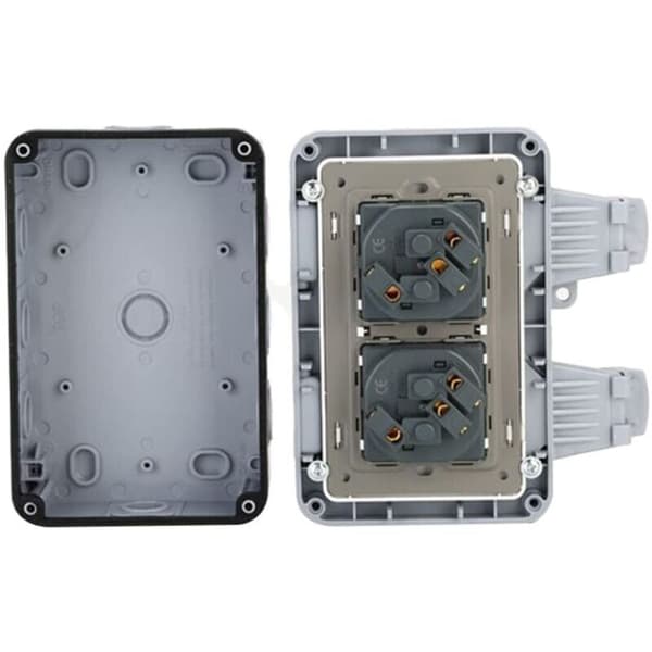 IP66 Waterproof Socket with Switch and Waterproof Junction Box, Outdoor Dustproof Wall Socket for Kitchen, Bathroom, Garage, Pool, etc.