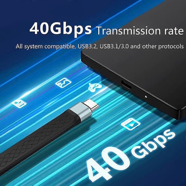 Kort USB C-kabel 40 Gbps dataoverføring PD hurtiglading USB C til USB C-kabel