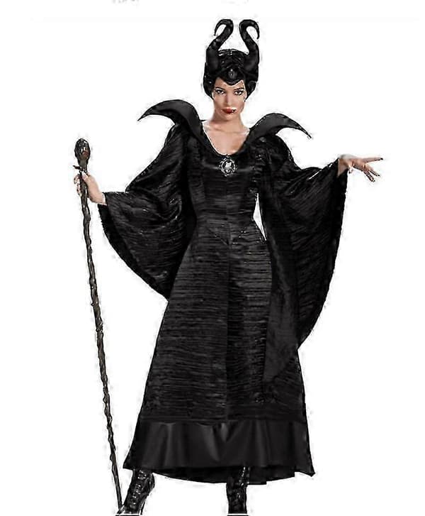 26-27 Damekostume Maleficent Ond Dronning Performance Cosplay Sæt Kjole + Hat M