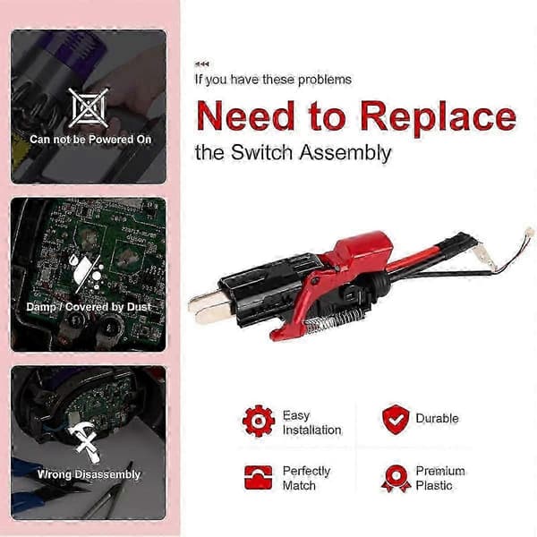 För V11 SV14 Dammsugare Stark Trigger Switch-enhet, Uppgraderade Ersättningsdelar för Strömknapp