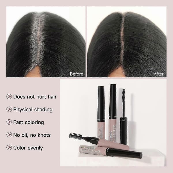 Root Touch Up Mörkbrun, Vattentät Grå Hår Täckning Skäggfärg Hårmascara Root Cover Up Svettresistent Långvarig