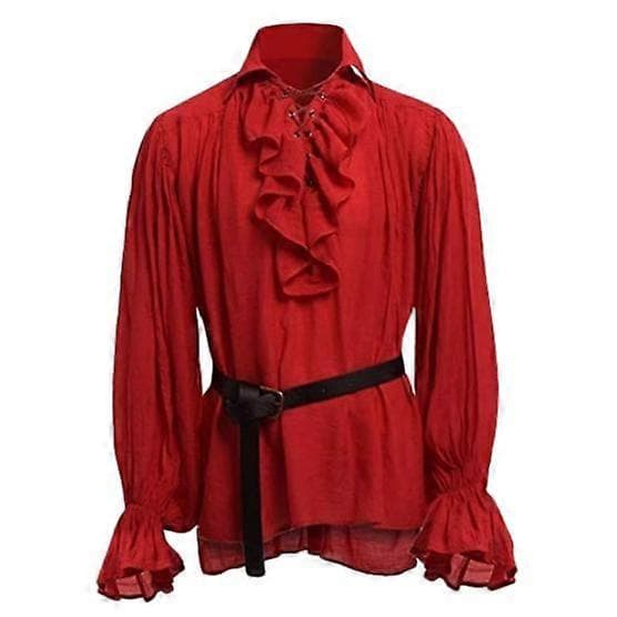 Herre Middelalder Viktoriansk Steampunk Skjorte Kostume Gotisk Skjorte Bluse Toppe red S