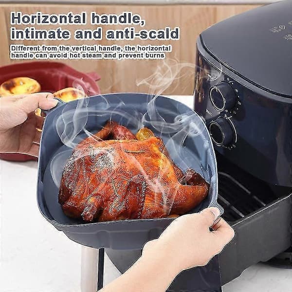 26-27 10-tommer foldbare non-stick silikone airfryer-måtteindlæg