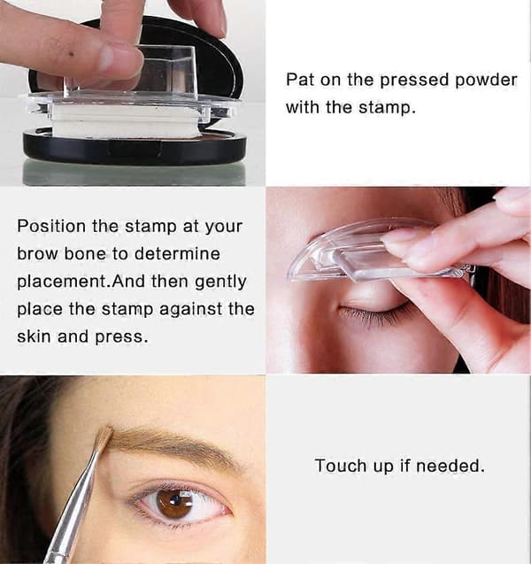 Eyebrow Stamp Kit with Stencils Dark Brown Long-lasting Powder for Quick Brow Shaping