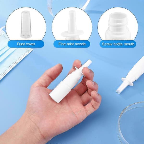 20 st 10 ml vita nässprayflaskor för resor, tomma plastsprutor