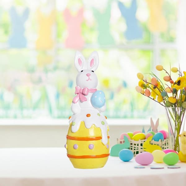 Easter Bunny Rabbit Statue Home Decor for Easter Party Birthday Gift 12x4cm