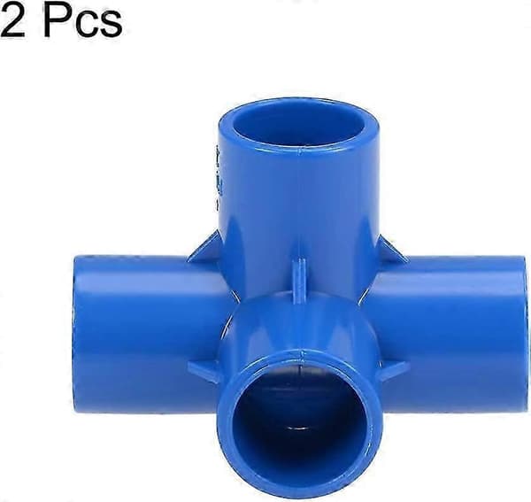 2-pak 20 mm PVC-albueforbindelse med 4 veje, blå