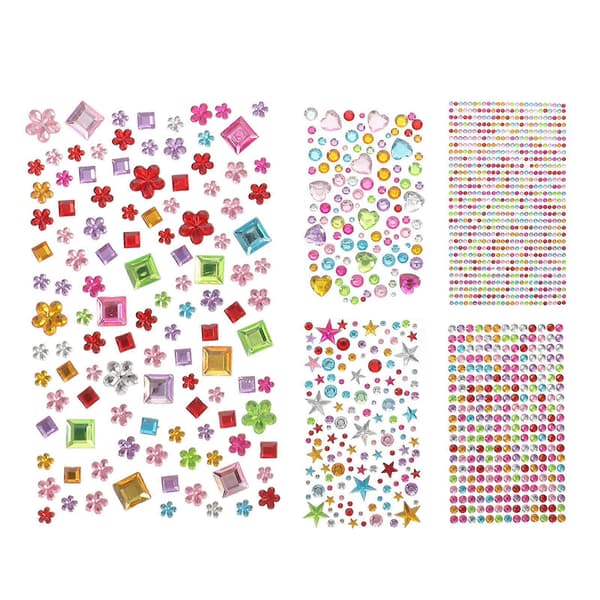 Decorative Gemstone Stickers Green Square Kids Craft Project DIY Acrylic Gem Stickers 5 Sheets
