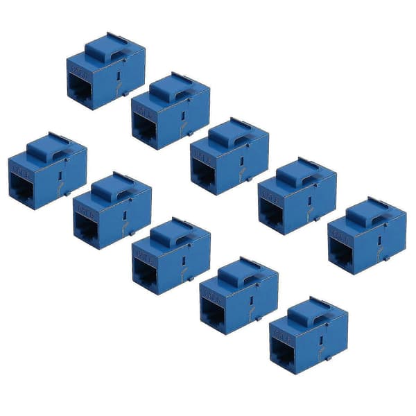 10 stk. Rj45-stik Keystone Cat6 forlængeradapter, blå